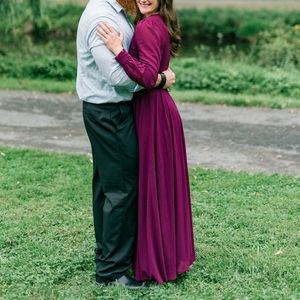 My whole heart plum long sleeve wrap dress